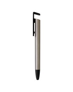 HALTER, plastična "touch" hemijska olovka sa držačem za mobilni telefon, tamno siva
