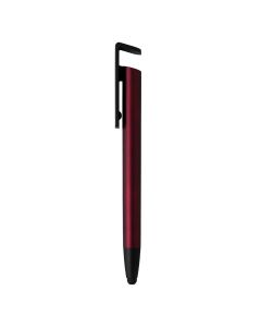 HALTER, plastična "touch" hemijska olovka sa držačem za mobilni telefon, metalik crvena
