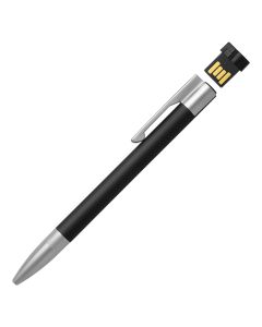 PLEXO, metalna hemijska olovka i usb memorija, crni, 8GB
