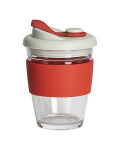 GUSTO MAXI, čaša sa silikonskim držačem, 350 ml, crvena